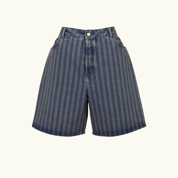 Heavy Manners Pants - Heavy Manners 'TWILL STRIPE BLUE' BAGGY DENIM SHORT